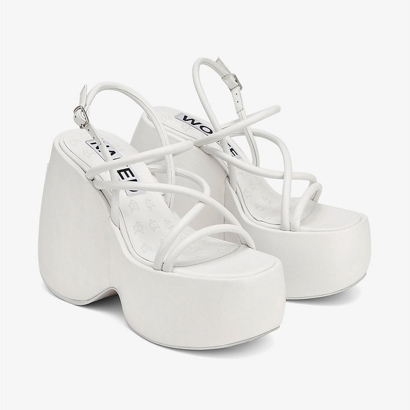 Naked Wolfe Mystery White Platform Wedges NEVER WORN - Picture 3 of 6